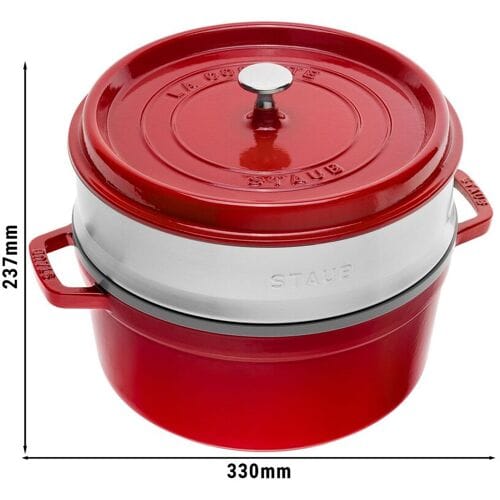 STAUB LA COCOTTE - Kookpot met stoominzet - Ø 260mm - Gietijzer - Kersenrood