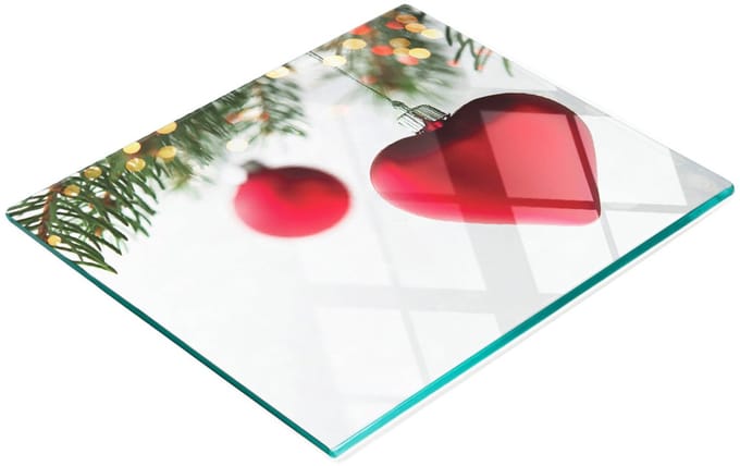 Decoratieve kerstsnijplank van glas, 60x52 cm