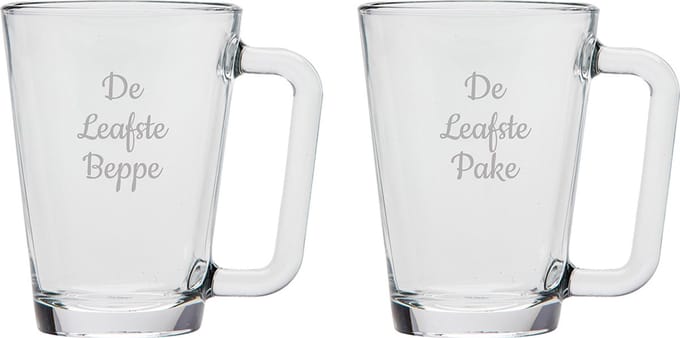 Gegraveerde theeglas 26cl De Leafste Pake-De Leafste Beppe