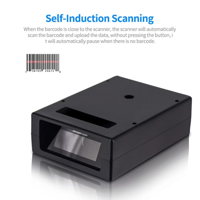 Aibecy Mini Ingebouwde Barcodescanner Zelfinductie Eendimensionaal(1D) Barcodelezer Module zwart