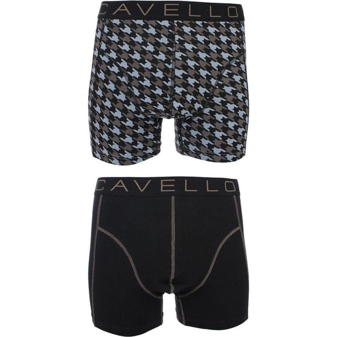 Cavello - 2-pack Boxershorts Zwart / Pepita Print - S