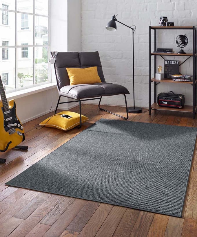 Laagpolig vloerkleed - Fleur antraciet 80x150