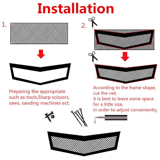 Aluminium Mesh Grill Cover Auto Bumper Spatbord Kap Ventilatierooster Net Universeel Zwart black