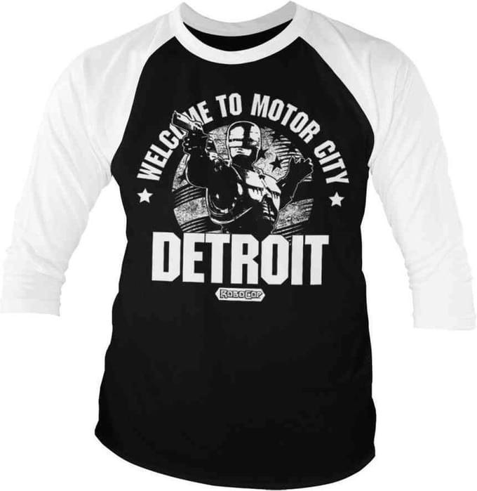 Robocop Raglan top -M- Welcome To Motor City Zwart/Wit