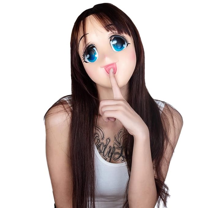 Zeer schattig meisje latex masker, live feestmasker One size beige