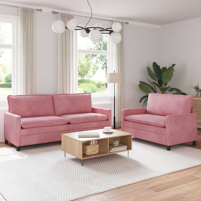 vidaXL - Bankstel - 2 - st - Roze - Fluweel