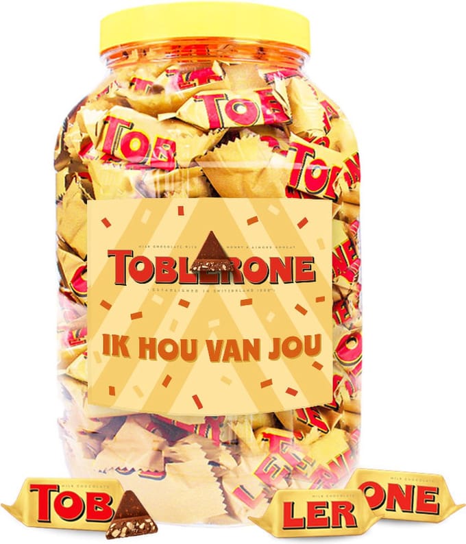 Toblerone Tiny chocolade "Ik Hou Van Jou" - melkchocolade met nougat, amandel en honing - 1000g