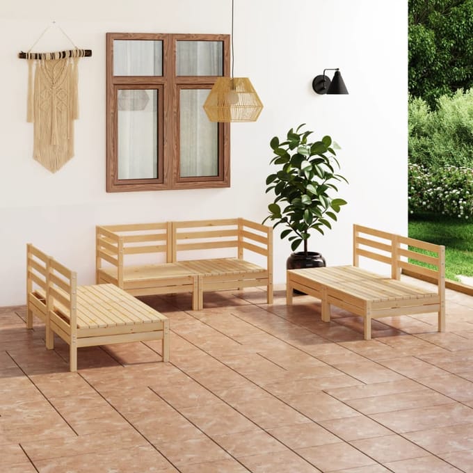 vidaXL - 6-delige - Loungeset - massief - grenenhout