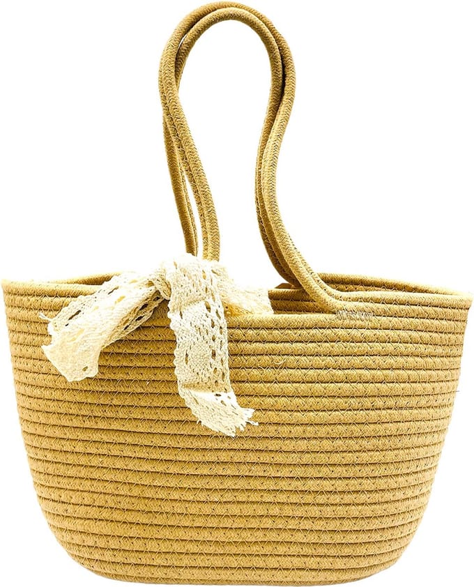 Gevlochten Tas - dames mode - accessoires - tassen - Katoen - 37x19x11 cm - Bruin
