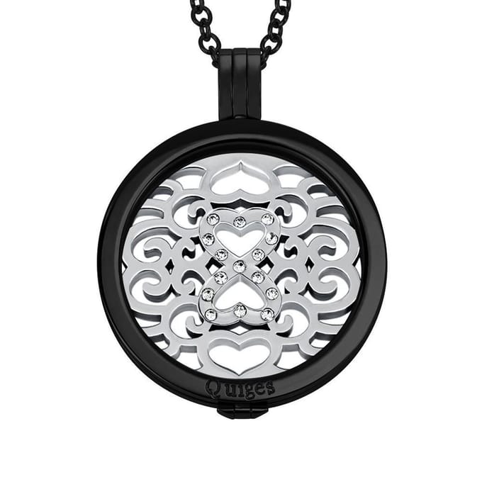 Quiges Munthouder met Ketting en Munt - Dames - RVS Zwart - 33mmØ