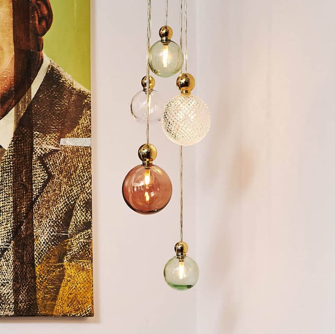 EBB & FLOW Uva M Hanglamp Ball goud obsidiaan