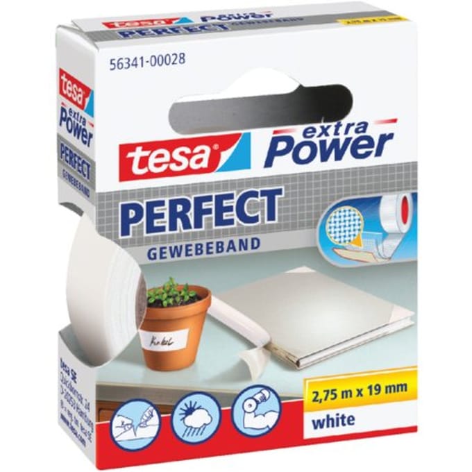 Tesa Extra Power Perfect Plakband - Wit - 19 mm x 2,75 m