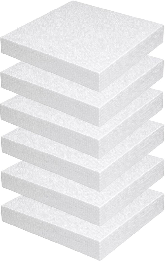 Piepschuim vormen - vierkant - 6x - 20 x 20 x 3 cm - styropor hobby / DIY vorm - basis knutselfiguren