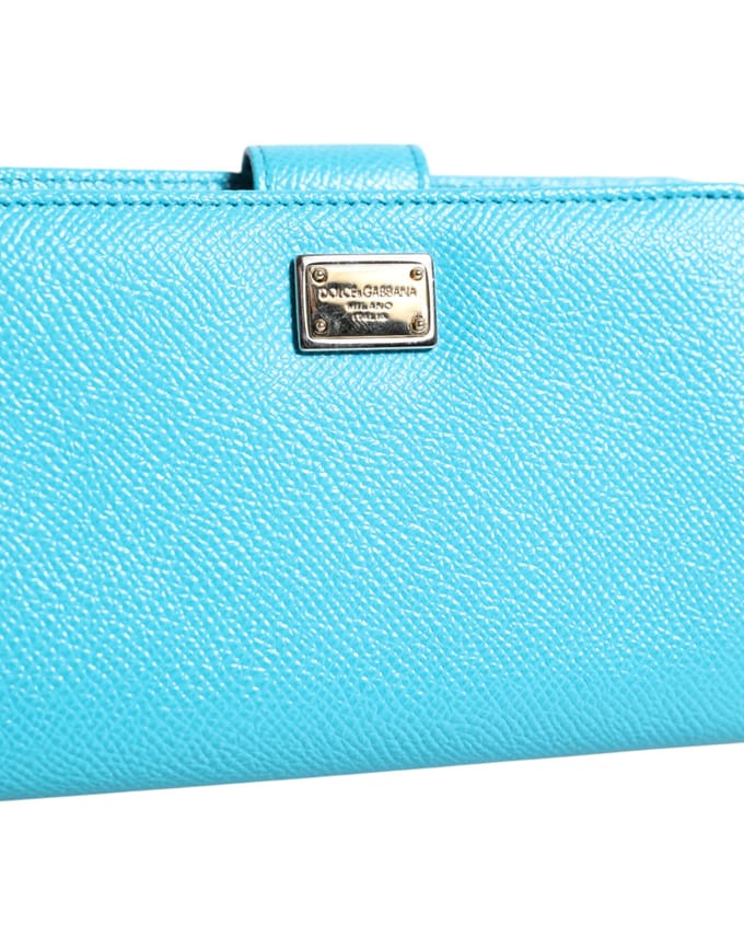 Lichtblauwe Leren Bifold Continentale Clutch Portemonnee
