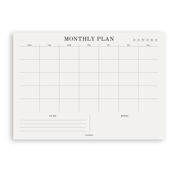 Planbooks - Maandplanner - Monthly Plan - Maandplanners - Notitieblok A4