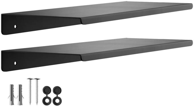 2 stuks Wandplank HOVER-IV 350x130x30mm zwart