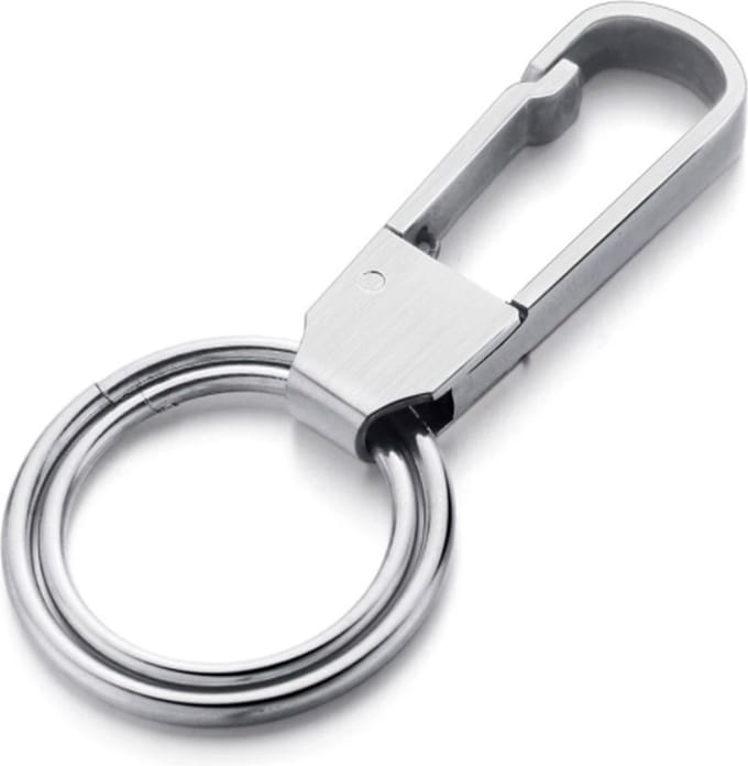 Zilverkleurige Sleutelhanger van Edelstaal Dubbele Ring