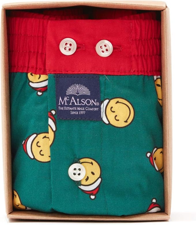 McAlson Boxershort Smiley Green Christmas Kerst L - Giftbox
