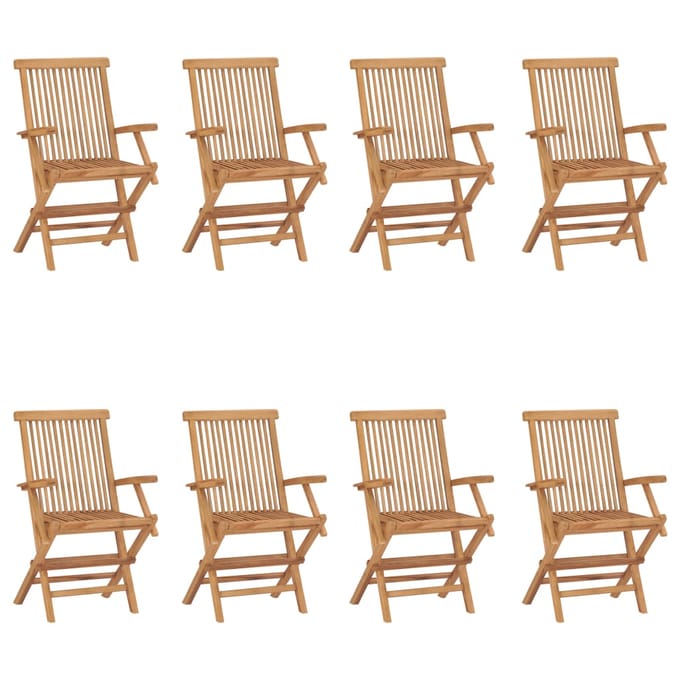 vidaXL - Opklapbare - stoelen, - 8 - stuks, - massief - teakhout