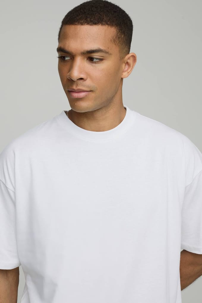 Essential Oversized Crew Neck T-Shirt | White | Size XS