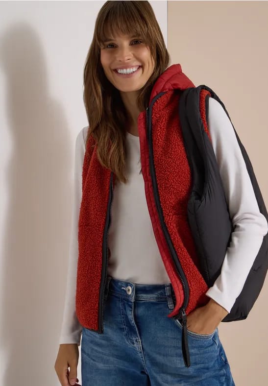Teddy gilet met afneembare capuchon
