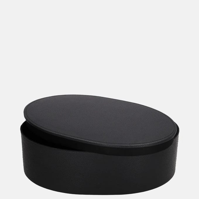 Chamada Noelle leren opbergbox ovaal effen L black