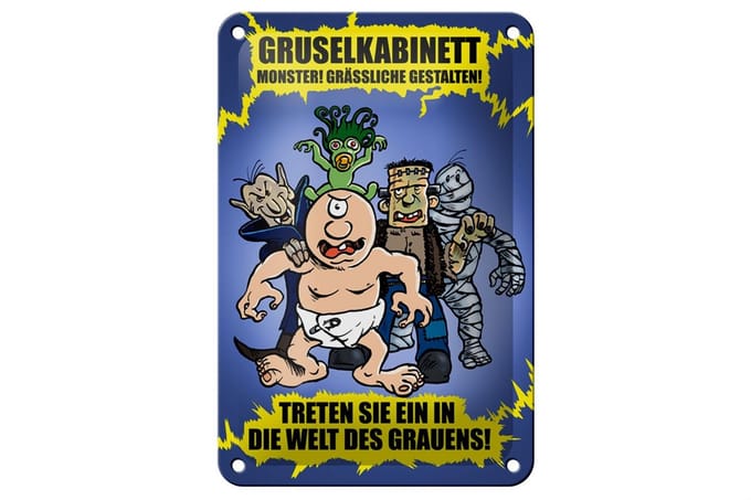 Blechschild Spruch 12x18cm Gruselkabinett Treten Sie ein