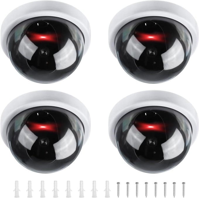 Nep Beveiligingscamera - Dummy Camera - Afschrikken Indringers - Knipperend Rood LED - 4 Stuks - Wit