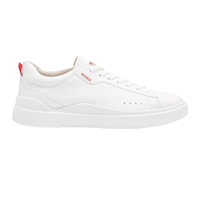 Hugo Boss Heren Tenn Leren Platte Trainers (Wit)