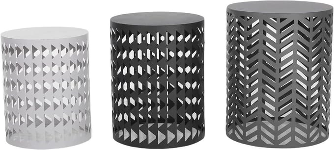 Tuinstoel Set - Buitenkrukjes - Terras Aankleden - Robuust Metaal - 3 Stuks - Zilver