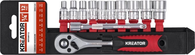 Kreator KRT500112 Dopsleutelset - 12-delige -1/4" - ratelsleutel