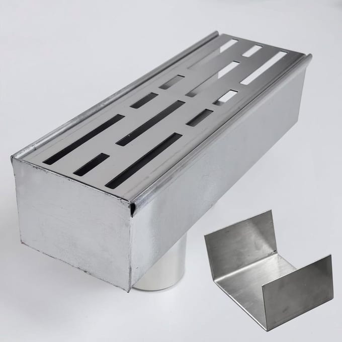Afvoergoot Eindkap - Waterafvoer Accessoire - Terras Ontwatering - Met Bodemafvoer - 7 cm Breed - Grijs