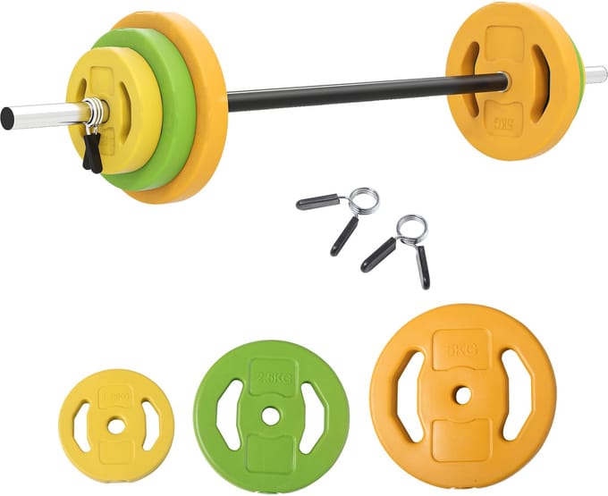 HOMCOM halterset - metaal/pu - Ø28 × 130L cm - oranje/groen/geel