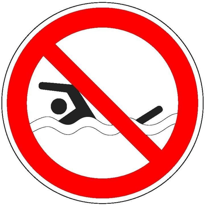 Verboden te zwemmen bord - kunststof - P049 100 mm