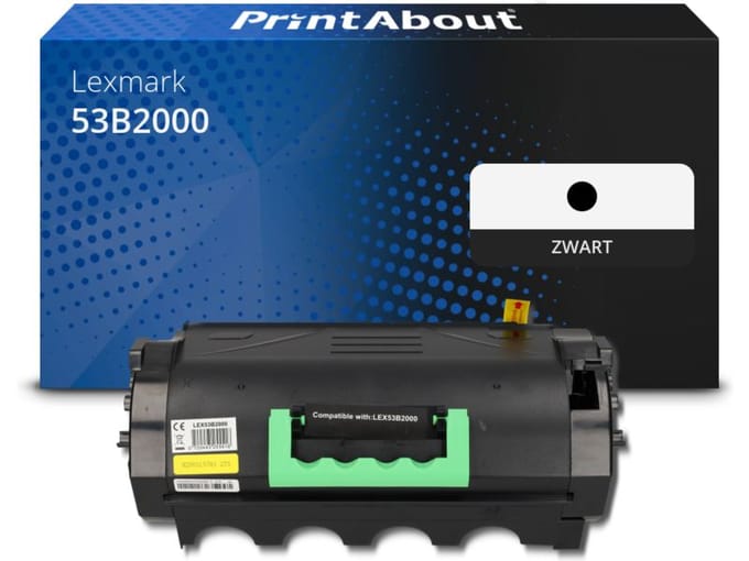 PrintAbout huismerk Toner 53B2000 Zwart Geschikt voor Lexmark