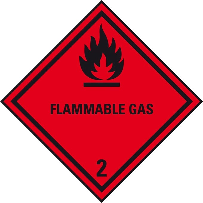 ADR klasse 2.1 sticker brandbare gassen met tekst 300 x 300 mm