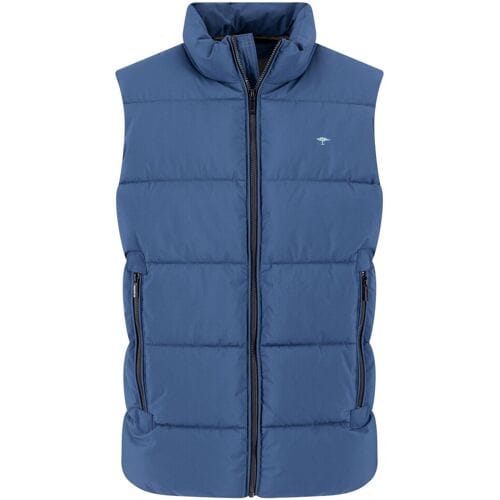 Fynch-Hatton Body-Warmer Solid Color Puffer Vest High Zip Collar Misty Blue / male