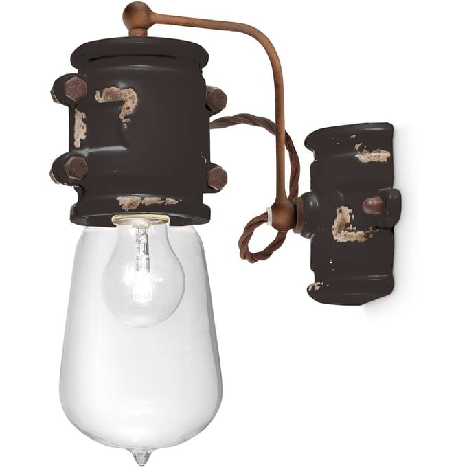 Ferroluce Vintage-wandlamp C1523, zwart