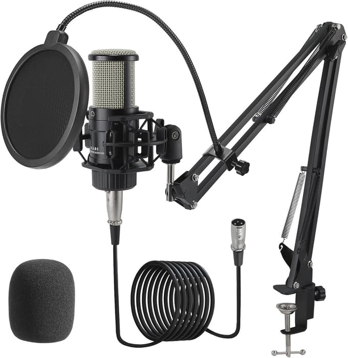 Professionele Cardioïde Condensatormicrofoonset voor Podcasting en Streaming