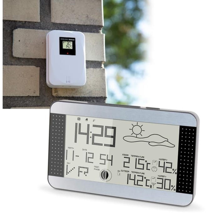 Alecto Weerstation Ws-1700 - Draadloze Buitensensor - 7,7" Display - Zilverkleurig