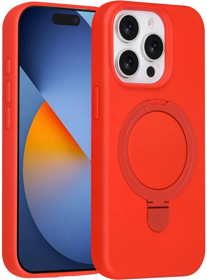 TUNIQ telefoonhoesje voor Apple iPhone 15 Pro - MagSafe met ringstand - Rood