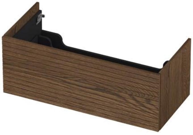 INK - Onderkast 1 Lade Push 2 Open Horizontaal Gefreesd Bestaande Uit - 1000x450x376 Mm - Massief Eiken Chocolate