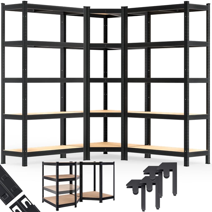 Monzana Stellingkast – Set van 3 Hoek 190x90x40cm - Zwart