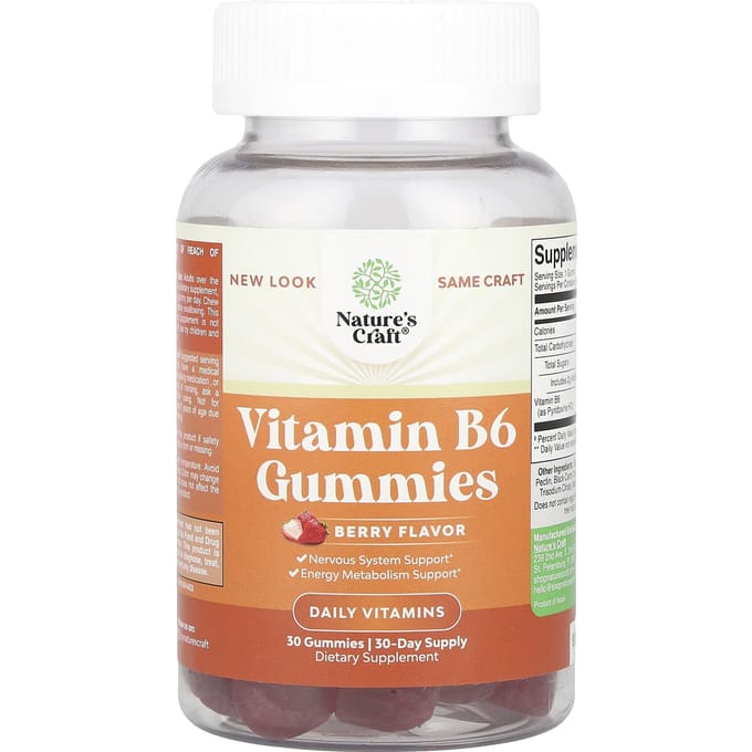 Nature'S Craft, Gommes Vitamine B6, Baies, 50mg, 30 Gommes