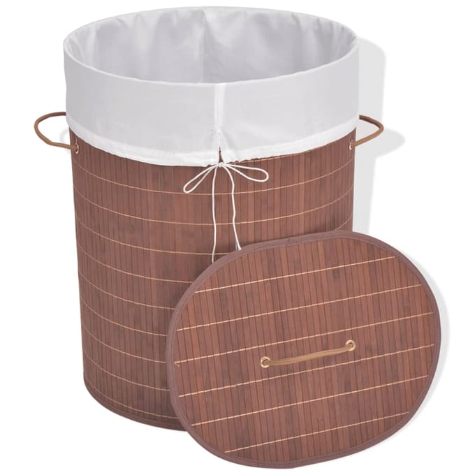 vidaXL - Wasmand - ovaal - bamboe - bruin