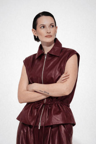 Alora eco leather vest | Bordo - Bordo / M