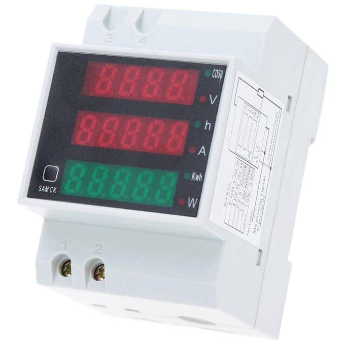 AC80-300V 100A Multifunctionele digitale DIN-rail stroom-spanning-vermogensfactormeter-ampèremeter wit