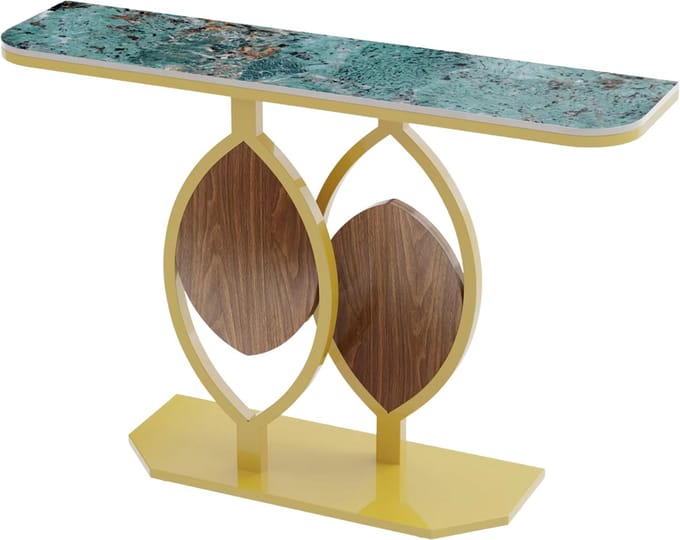 Consoletafel Royal - Groen/goud - Wandtafel - Emerald look - Haltafel - Sidetable - 120cm