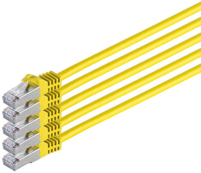 RJ45 Patchkabel m. CAT 7 Rohkabel PIMF gelb 5m