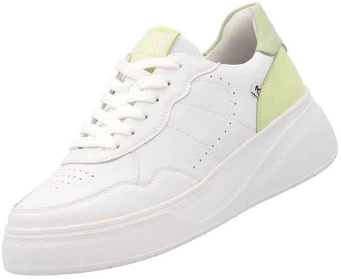 Rieker dames plateausneaker wit/lichtgroen